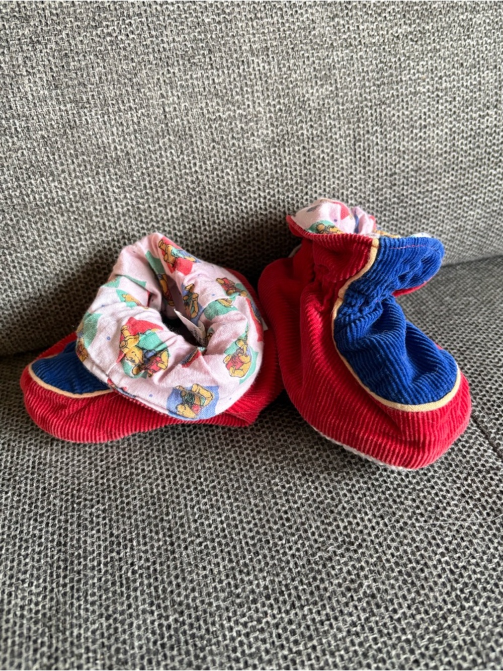 Vintage Winnie The Pooh Lined Corduroy Slippers